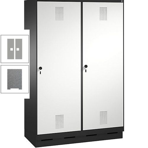 Doppel-Spind, Garderobenschrank, 2 Türen für 4 Abteile a 300 mm, Korpus anthrazitgrau, Türen anthrazitgrau, 1.800 x 1.200 x 500 mm (HxBxT)