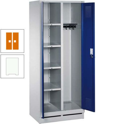 Mehrzweckschrank, Doppeltüren, Füße, 2 Abteile a 300 mm, Korpus anthrazitgrau, Tür anthrazitgrau, 1.800 x 600 x 500 mm (HxBxT)