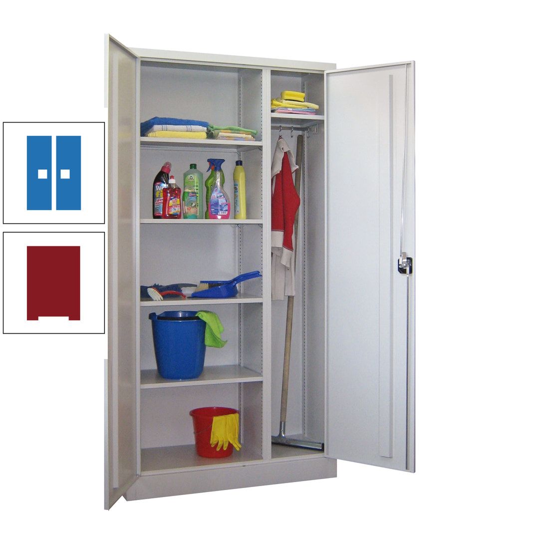 Putzschrank mit Trennwand - 1.950x1.000x400 mm (HxBxT) - Böden pulverbeschichtet - anthrazitgrau