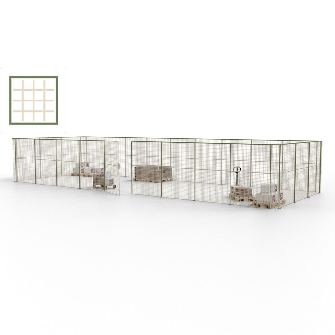 Maschinen Schutzgitter - Hallentrennwand - Sicherheitszaun - Tür - 36 m - 2.200 x 13.900 x 4.900 mm (HxBxT) - enzianblau