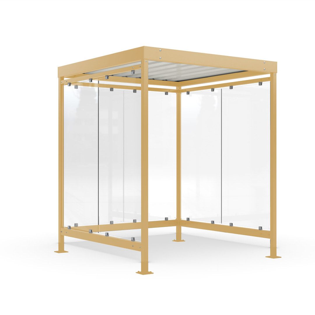 Raucherunterstand, Bushaltestelle, 6-7 Personen, 6 Wände, 2.510 x 2.165 x 2.165 mm (HxBxT), Elfenbein