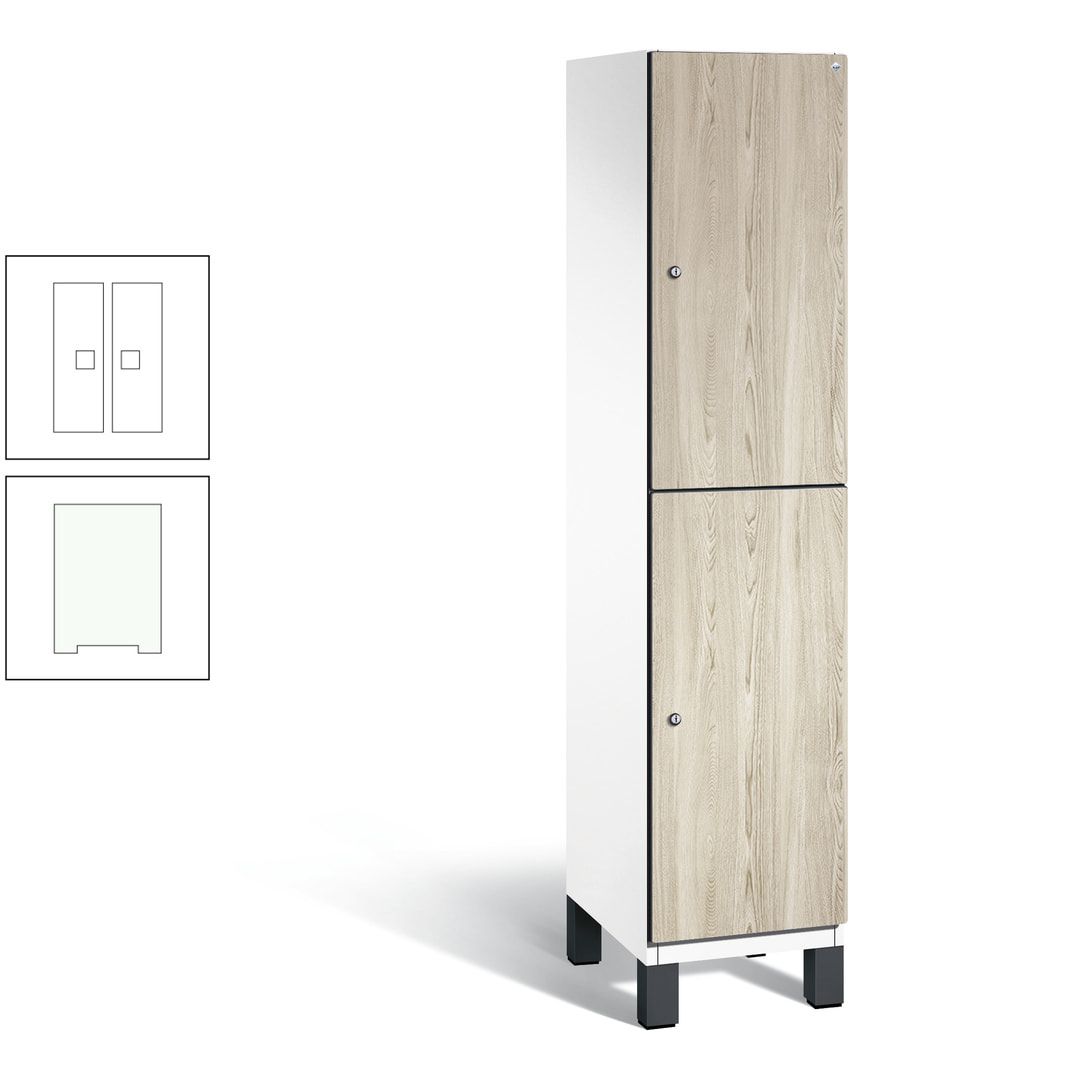 Fächerschrank, Garderobenschrank, mit Füßen, 1 Abteile, 1.980 x 400 x 525 mm (HxBxT), Korpus anthrazitgrau, Tür Donau-Ahorn