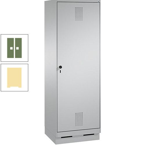 Doppel-Spind, Garderobenschrank, 1 Tür für 2 Abteile a 300 mm, Korpus anthrazitgrau, Türen anthrazitgrau, 1.800 x 600 x 500 mm (HxBxT)