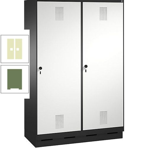 Doppel-Spind, Garderobenschrank, 2 Türen für 4 Abteile a 300 mm, Korpus anthrazitgrau, Türen anthrazitgrau, 1.800 x 1.200 x 500 mm (HxBxT)