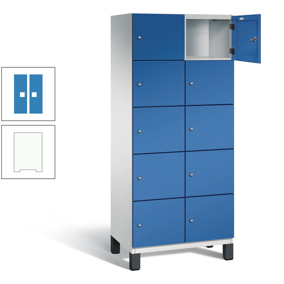 Fächerschrank, Stahlschrank, 10 Fächer, Türöffnungsbegrenzer, Füße, 1.980 x 800 x 525 mm (HxBxT), Korpus anthrazitgrau, Front anthrazitgrau