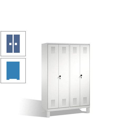 Doppel-Spind, Doppeltüren, Garderobenschrank mit Füßen, 4 Abteile a 300 mm, Korpus anthrazitgrau, Tür anthrazitgrau, 1.850 x 1.200 x 500 mm (HxBxT)