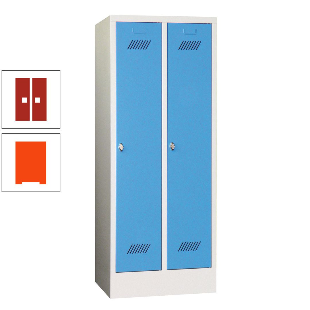 Spindschrank f. Schulen - mit Sockel - Höhe 1.600 mm - 2 Abteile a 300 mm - Drehriegel - anthrazitgrau