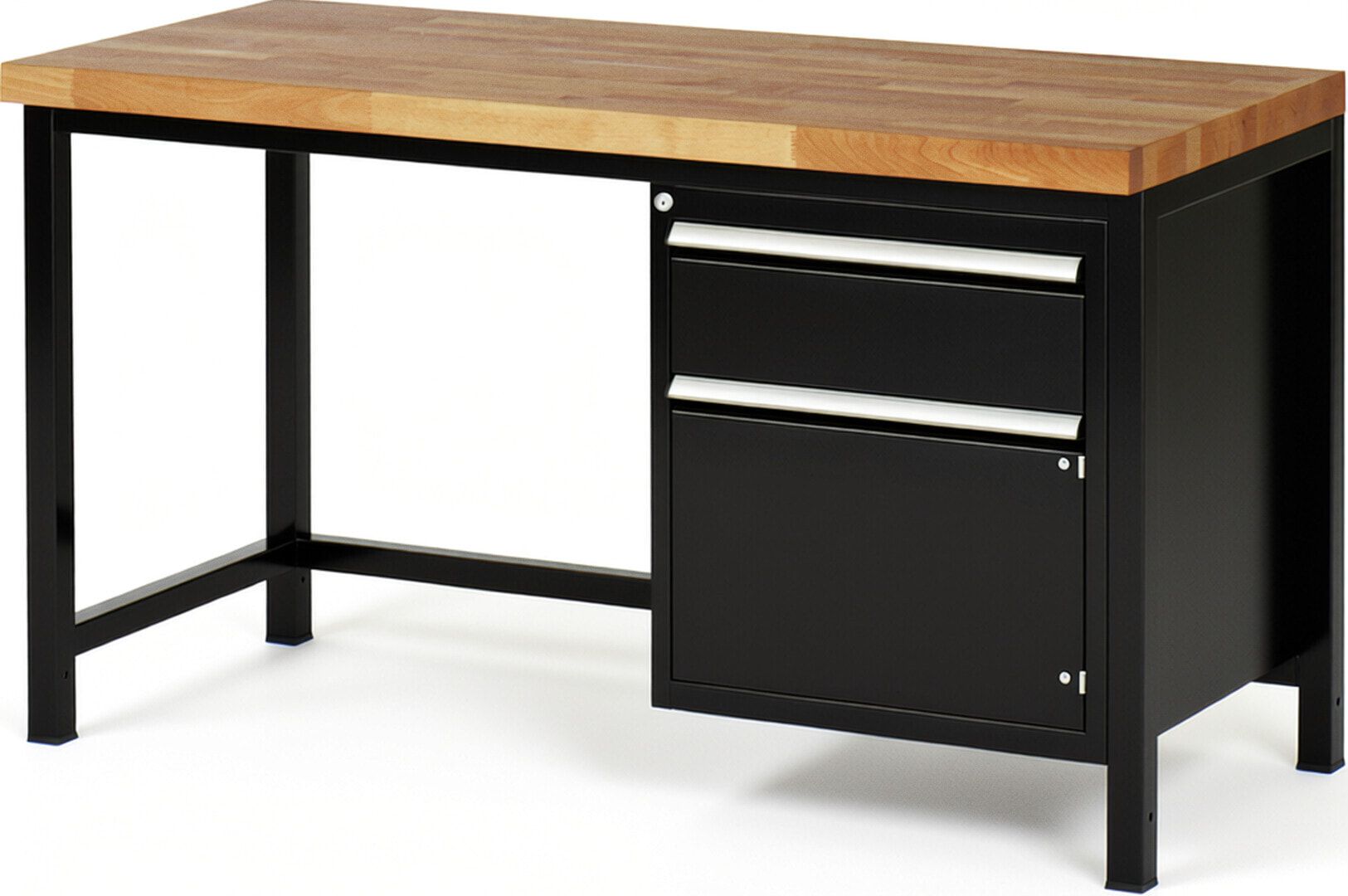 Werkbank, 1 Schrank - 1 Schublade - Teilauszug - 180:1 - Höhe 840-1.040 mm - 1.500 x 700 mm - 1.250 kg - Buche - Anthrazitgrau