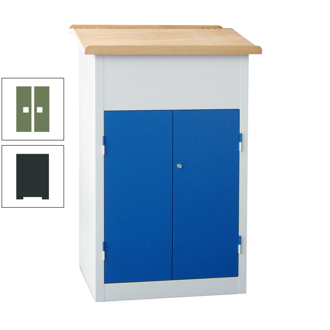 Stehpult mit Schrank - Vollblechtür - Zylinderschloss - 2 Böden - 1.200 x 700 x 600 mm (HxBxT) - anthrazitgrau