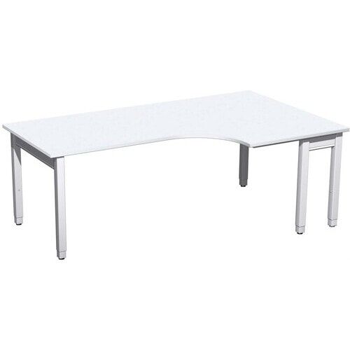 Eckschreibtisch, Eckteil 800 mm, rechts, einseitig verkürzt, 4-Fuß Quadrat Pro, höhenverstellbar, 680-800 x 1.600 x 1.200 mm (HxBxT), Dekor Ahorn