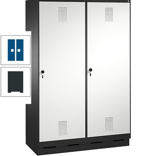 Doppel-Spind, Garderobenschrank, 2 Türen für 4 Abteile a 300 mm, Korpus anthrazitgrau, Türen anthrazitgrau, 1.800 x 1.200 x 500 mm (HxBxT)