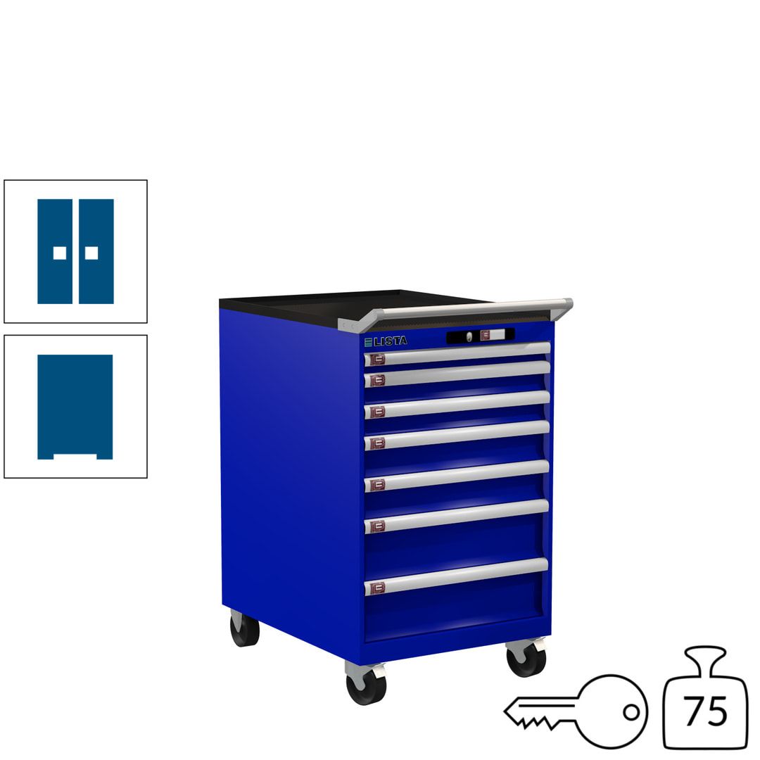 Lista Schubladenschrank - 14.372.010 - 990 x 564 x 725 mm (HxBxT) - 7 Schubladen - 75 kg - Key Lock - lichtblau (RAL 5012)