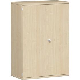 Flügeltürenschrank, Holztüren, 3 Ordnerhöhen, 2 Dekor-Einlegeböden, 1.152 x 425 mm (HxT), Breite wählbar, Frontfarbe wählbar, Korpusfarbe wählbar