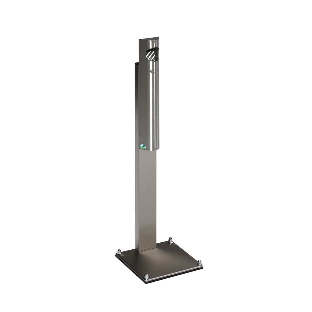 Standaschenbecher, Standascher, 3,5 l Volumen, Standascher, 1.250 x 310 x 310 mm (HxBxT), Ascher, Turmaschenbecher, Stehascher, Edelstahl