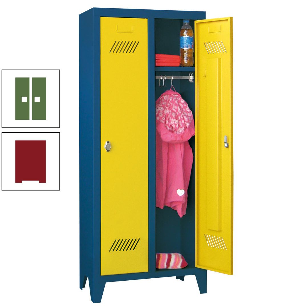 Spindschrank f. Kindergärten - mit Füßen - Höhe 1.300 mm - 2 Abteile a 250 mm - Zylinderschloss - anthrazitgrau