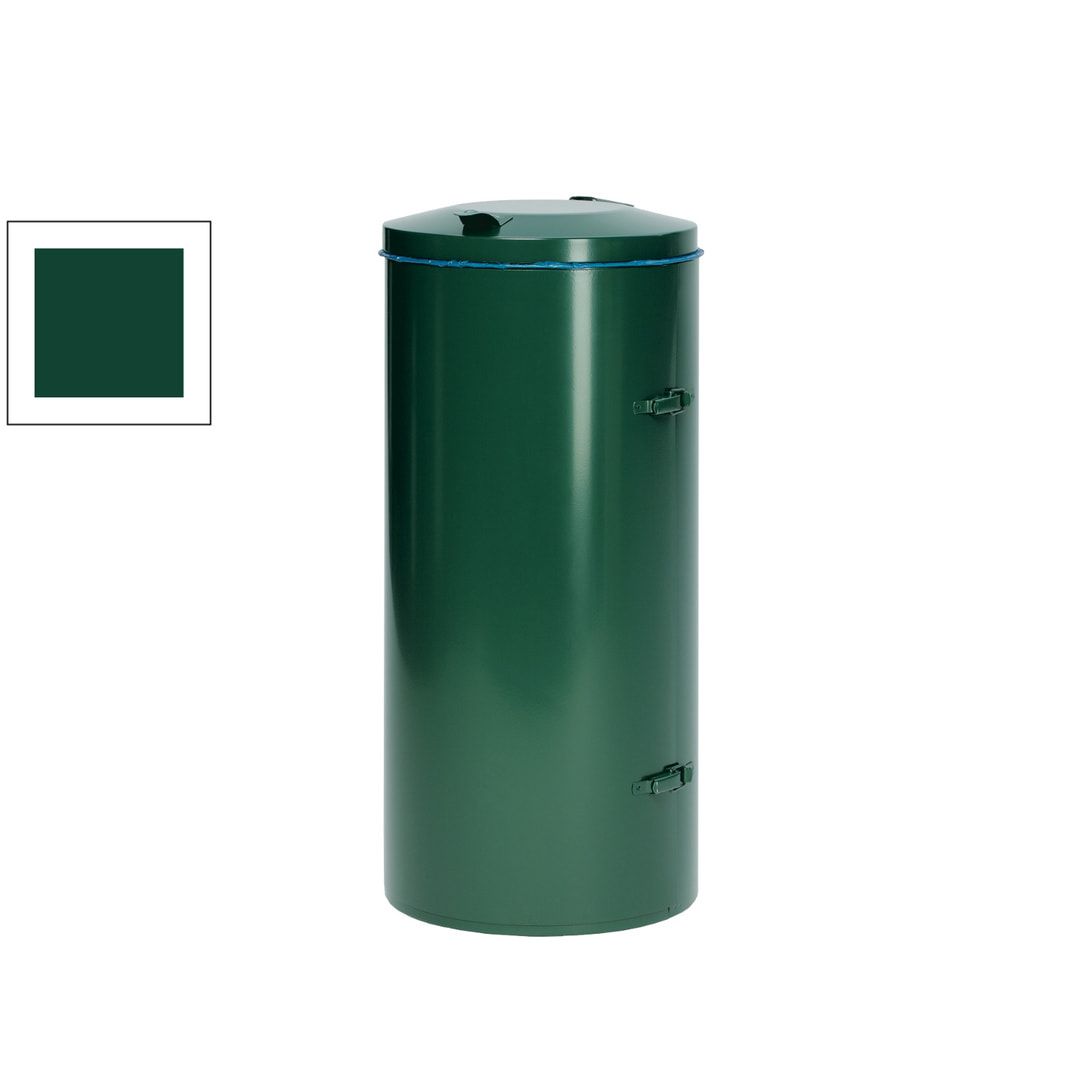 Abfallbehälter mit Flügeltür - Volumen 120 l - rund - 980 x 500 x 500 mm (HxBxT) - kieselgrau