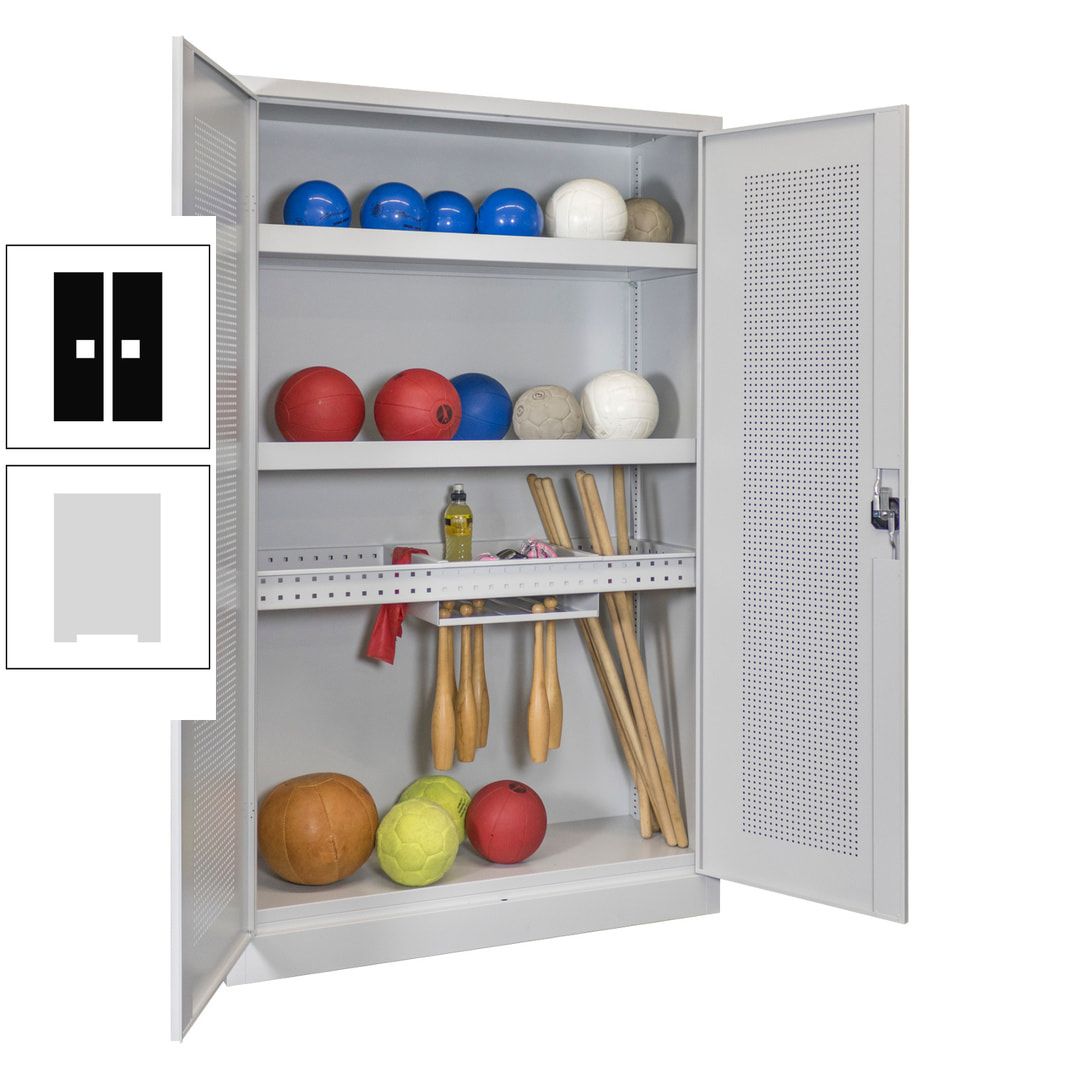 Sportschrank - Lochfeldtüren - Variante 2 - 1.950x1.200x500 mm (HxBxT) - anthrazitgrau