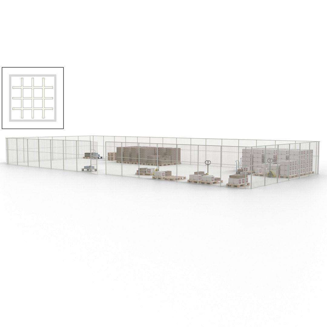Maschinen Schutzgitter - Hallentrennwand - Sicherheitszaun - Tür - 63 m - 2.200 x 22.900 x 9.400 mm (HxBxT) - enzianblau
