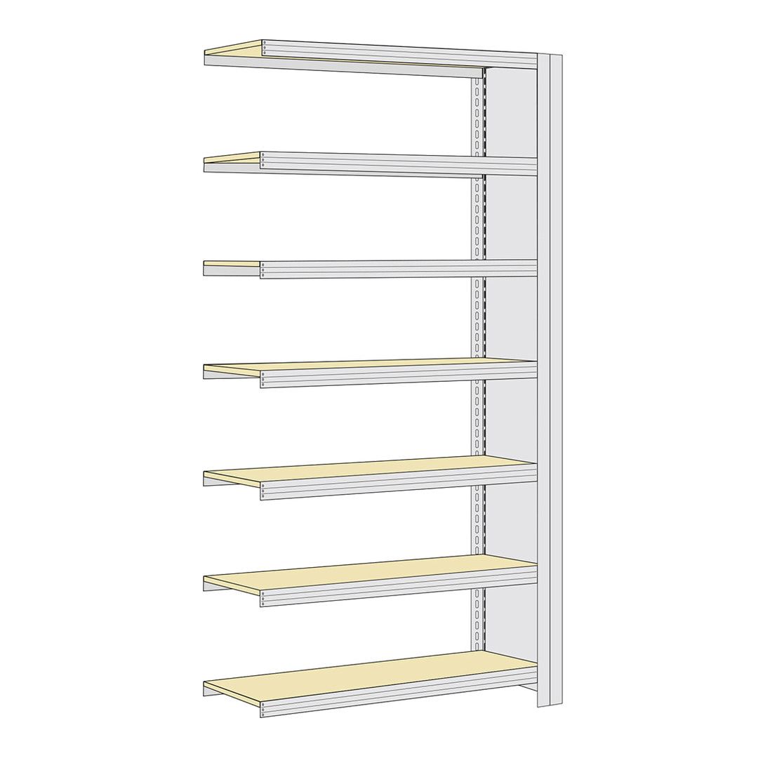 Archivregal mit Holzböden - Seitenwand - 6 Ebenen - 250 kg - 2.075 x 1.005 x 300 mm (HxBxT) - Anbauregal - verzinkt - Steckregal BERT