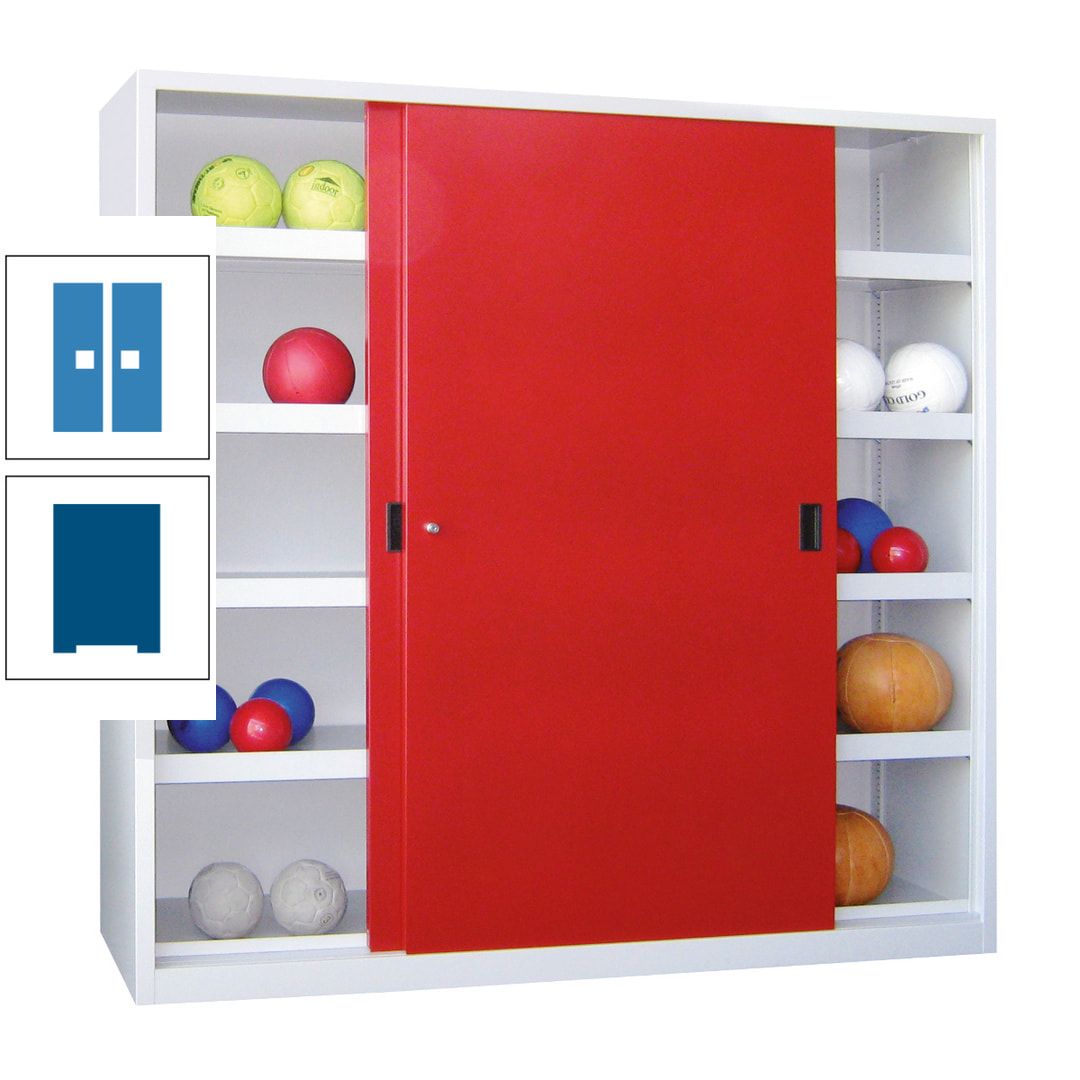 Ballschrank - Schiebetüren - Trennwand - 8 Böden - 1.950x1.500x600 mm (HxBxT) - anthrazitgrau