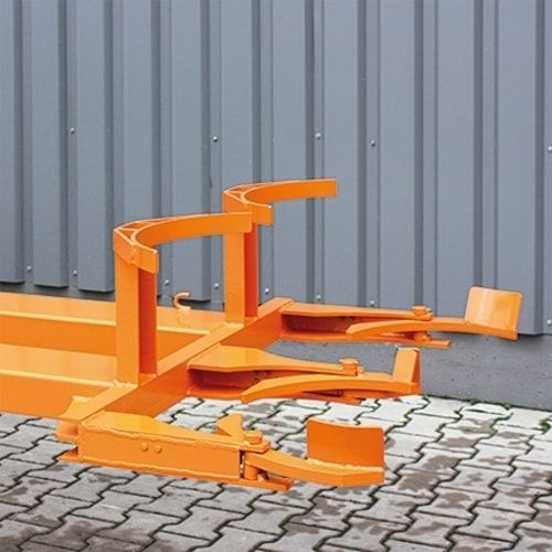 Eichinger Fassheber für Stapler, Kunststoff-Fässer, Kapazität 1 x 120 l Fass, Traglast 300 kg, Kettensicherung, Farbe: anthrazitgrau (RAL 7016)