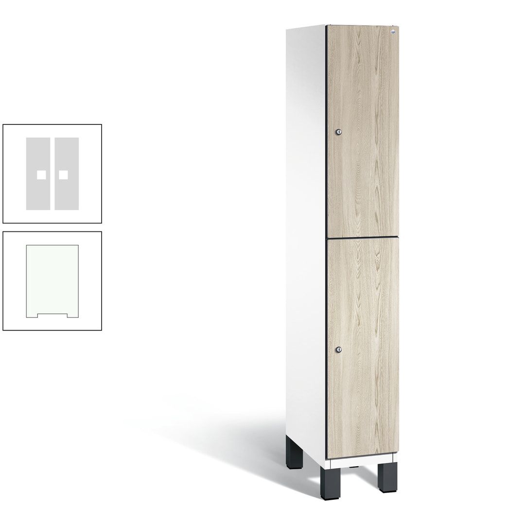 Fächerschrank, Garderobenschrank, mit Füßen, 1 Abteile, 1.980 x 300 x 525 mm (HxBxT), Korpus anthrazitgrau, Tür Donau-Ahorn