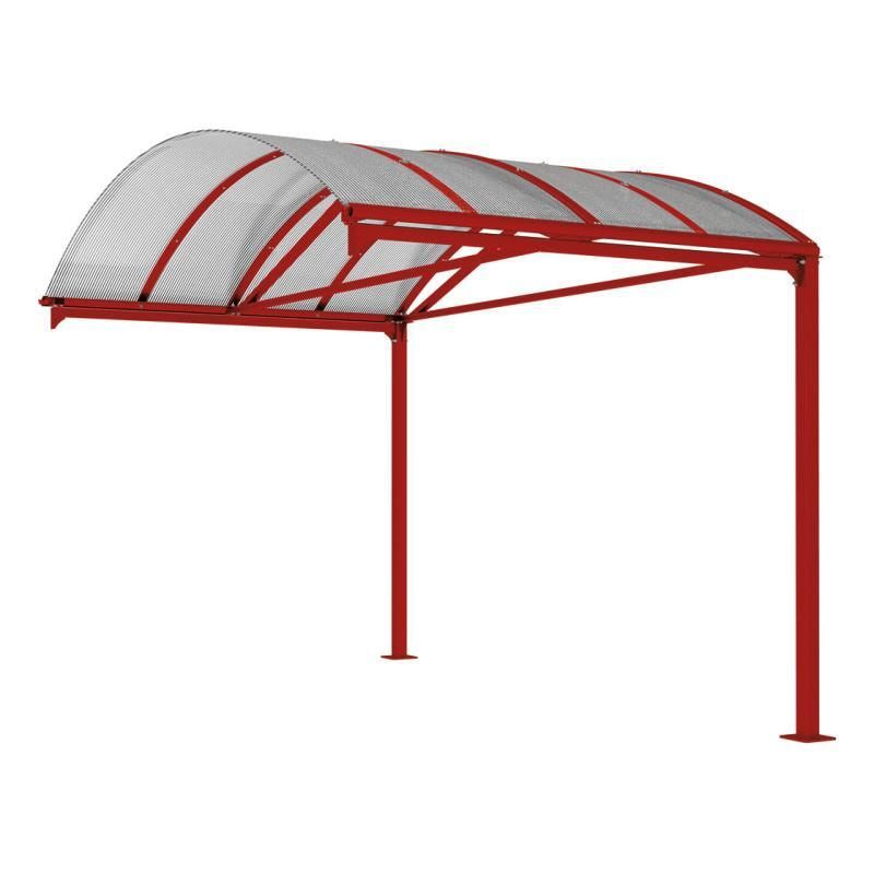 Erweiterung für Fahrradunterstand, Fahrradüberdachung, Unterstand, 5 Zweiräder, Regenrinne, 3.010 x 2.500 x 4.160 mm (HxBxT), Farbe enzianblau
