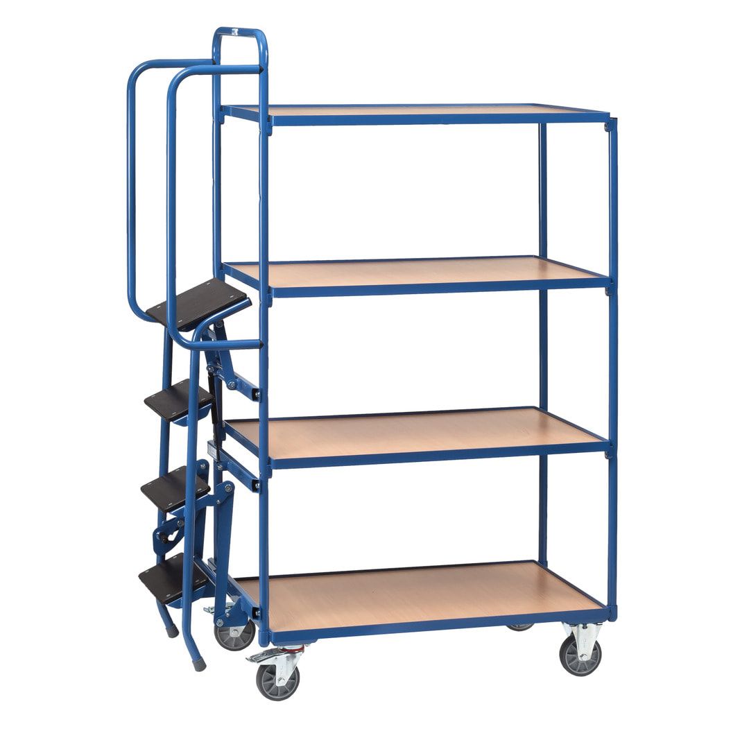 Fetra - Kommissionierwagen mit Trittstufen - Tragkraft 250 kg - 1.155 x 611 x 1.322 mm (HxBxT) - 2 Böden