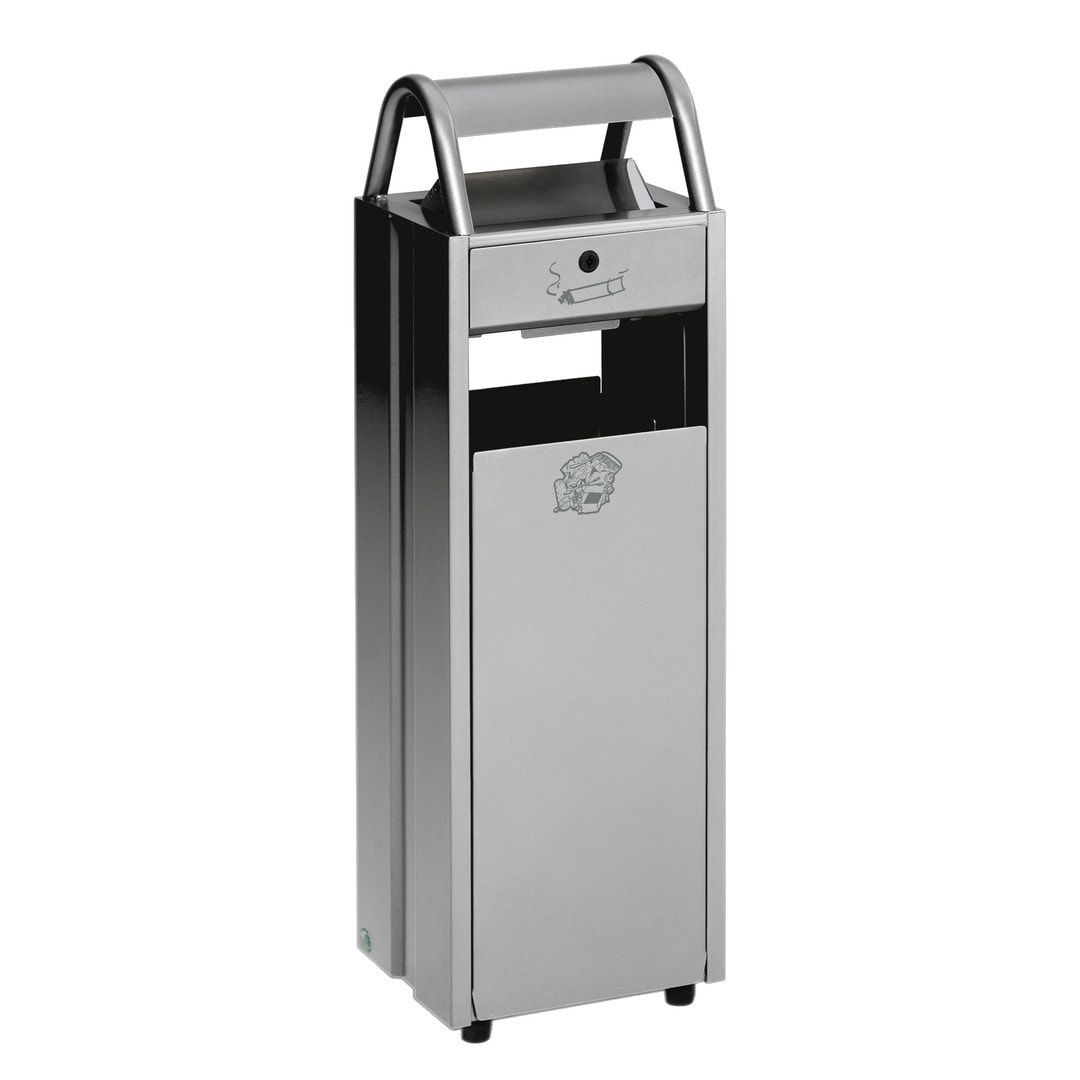 Abfallsammler mit Ascher und Schutzdach - Volumen 35 l - Ascher 5 l - 960 x 300 x 250 mm (HxBxT) - enzianblau