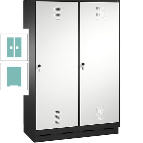 Doppel-Spind, Garderobenschrank, 2 Türen für 4 Abteile a 300 mm, Korpus anthrazitgrau, Türen anthrazitgrau, 1.800 x 1.200 x 500 mm (HxBxT)