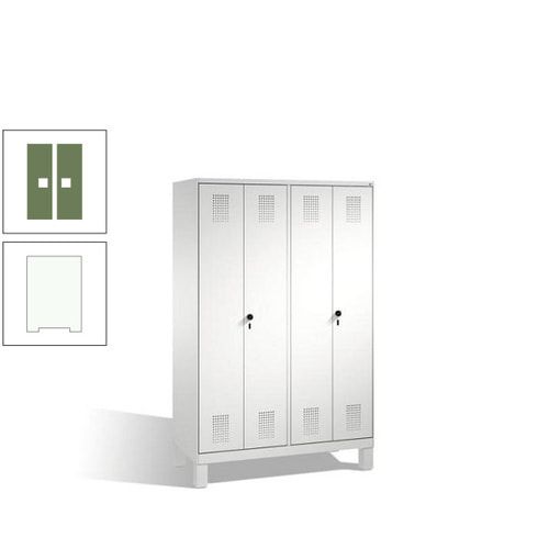 Doppel-Spind, Doppeltüren, Garderobenschrank mit Füßen, 4 Abteile a 300 mm, Korpus anthrazitgrau, Tür anthrazitgrau, 1.850 x 1.200 x 500 mm (HxBxT)