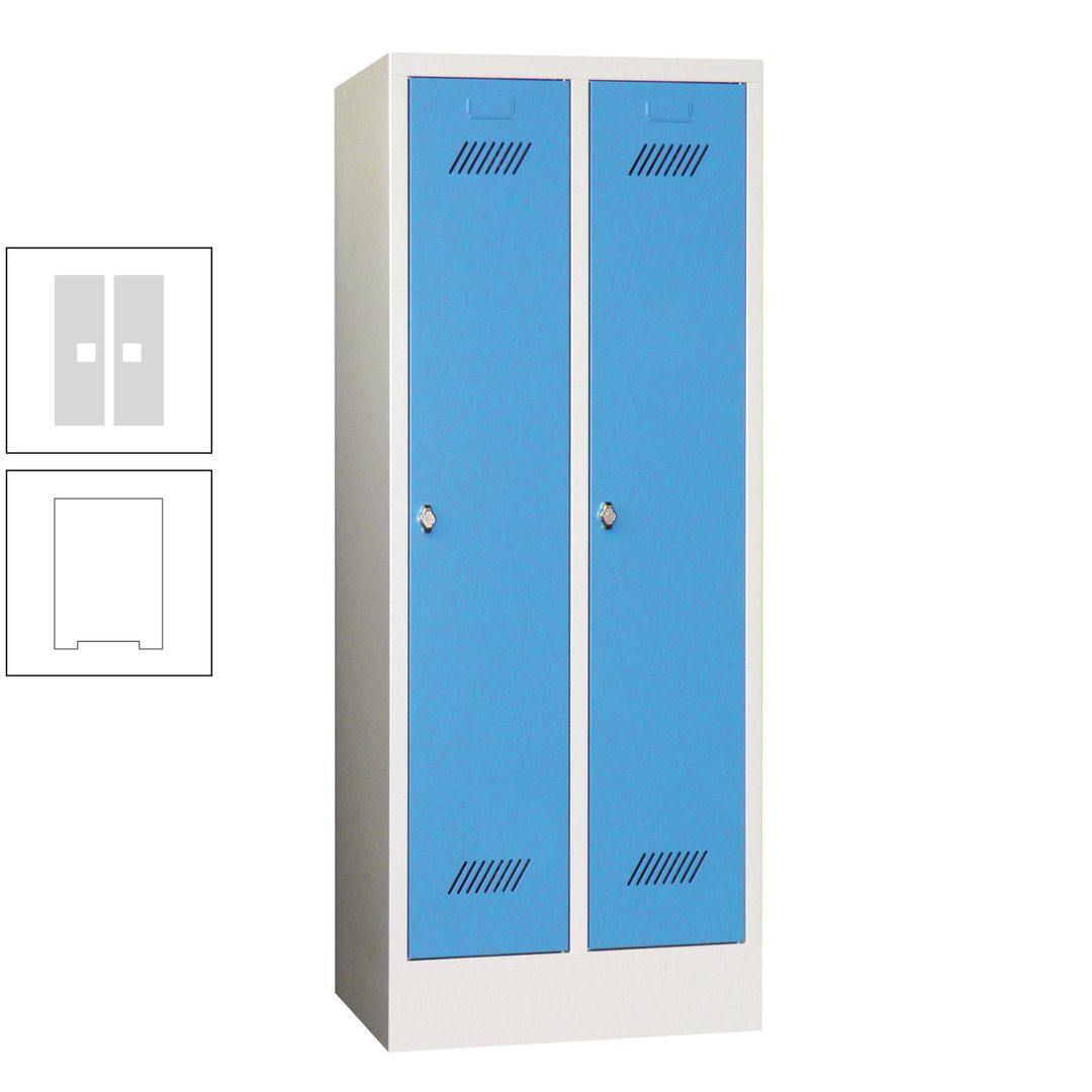 Spindschrank f. Schulen - mit Sockel - Höhe 1.600 mm - 2 Abteile a 300 mm - Drehriegel - anthrazitgrau