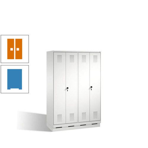Doppel-Spind, Doppeltüren, Garderobenschrank mit Sockel, 4 Abteile a 300 mm, Korpus anthrazitgrau, Tür anthrazitgrau, 1.800 x 1.200 x 500 mm (HxBxT)