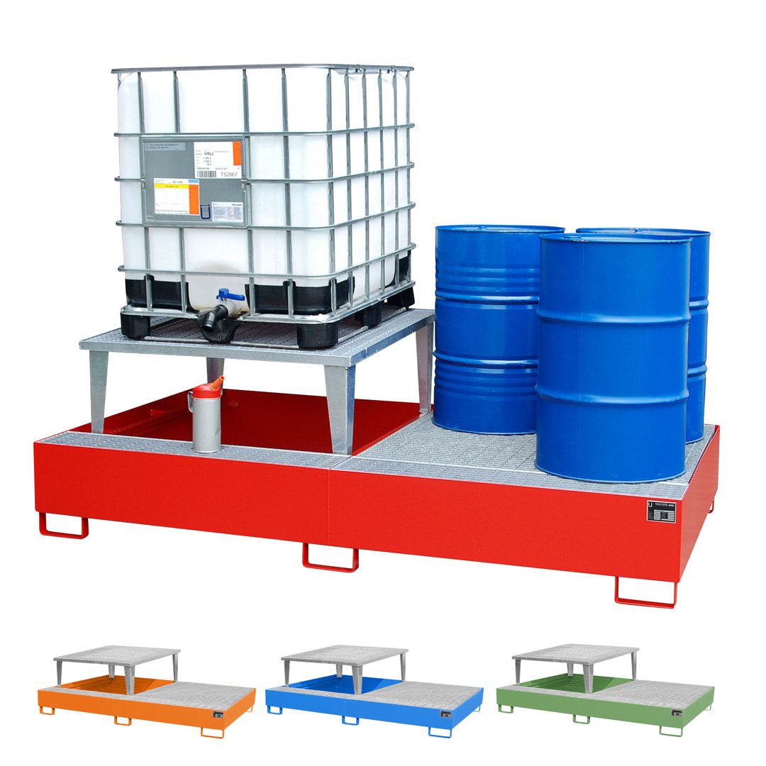 Auffangwanne für 2 x IBC - 1 x Abfüllaufsatz - feuerrot