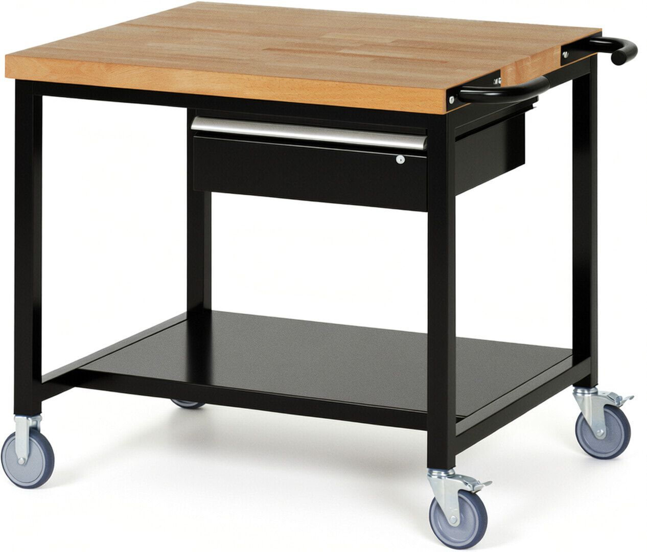 Mobile Werkbank mit Ablageboden - 1 Schublade - 150:1 - höhenverstellbar 880-1.080 mm - 1.000 x 900 mm (BxT) - 450 kg - Anthrazitgrau