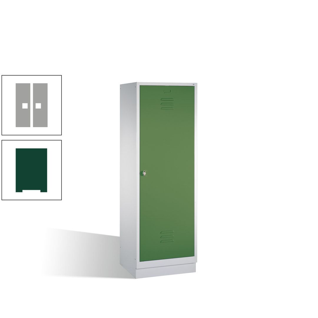 Doppel-Spind mit Großtür, Garderobenschrank mit Sockel, 2 Abteile a 300 mm, Korpus anthrazitgrau, Tür anthrazitgrau, 1.800 x 610 x 500 mm (HxBxT)