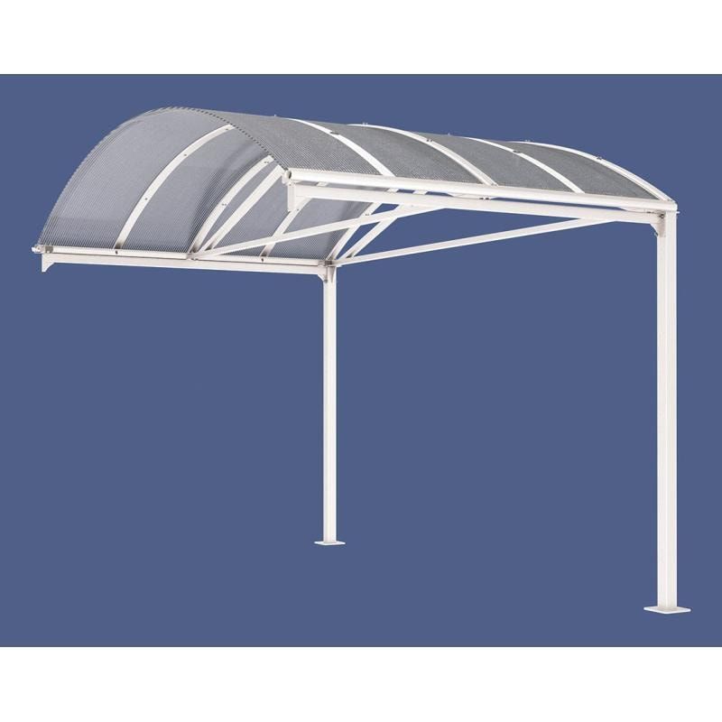 Erweiterung für Fahrradunterstand, Fahrradüberdachung, Unterstand, 5 Zweiräder, Regenrinne, 3.010 x 2.500 x 4.160 mm (HxBxT), Farbe enzianblau