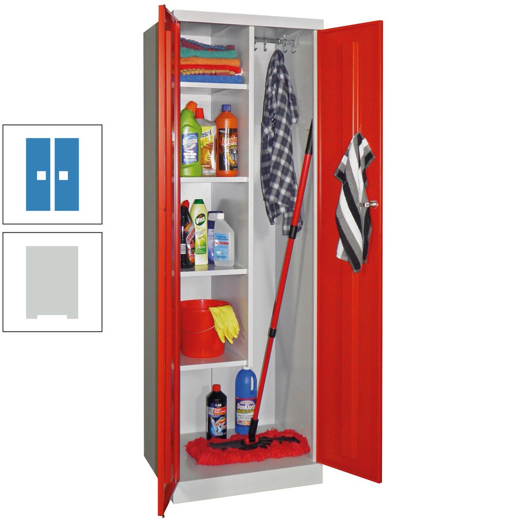 Putzschrank mit Sockel - 1 Abteil mit Trennwand - 1.800x600x500 mm (HxBxT) - Zylinderschloss - anthrazitgrau