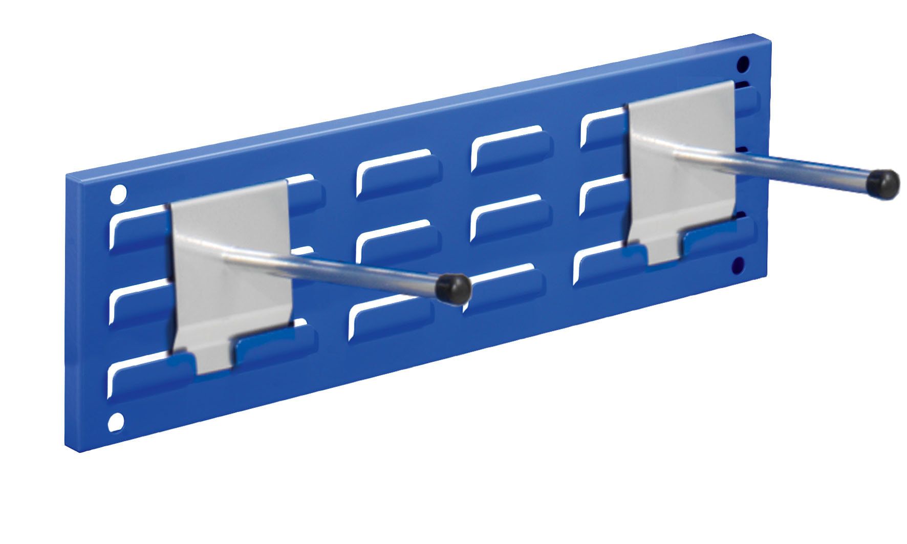 itWandschiene, Schlitzplatte m. 2 Werkzeughaltern, Universalhalter, Schlitzwand, Schlitztafel, Werkzeugwand, 140 x 460 mm, Anthrazitgrau (RAL 7016)