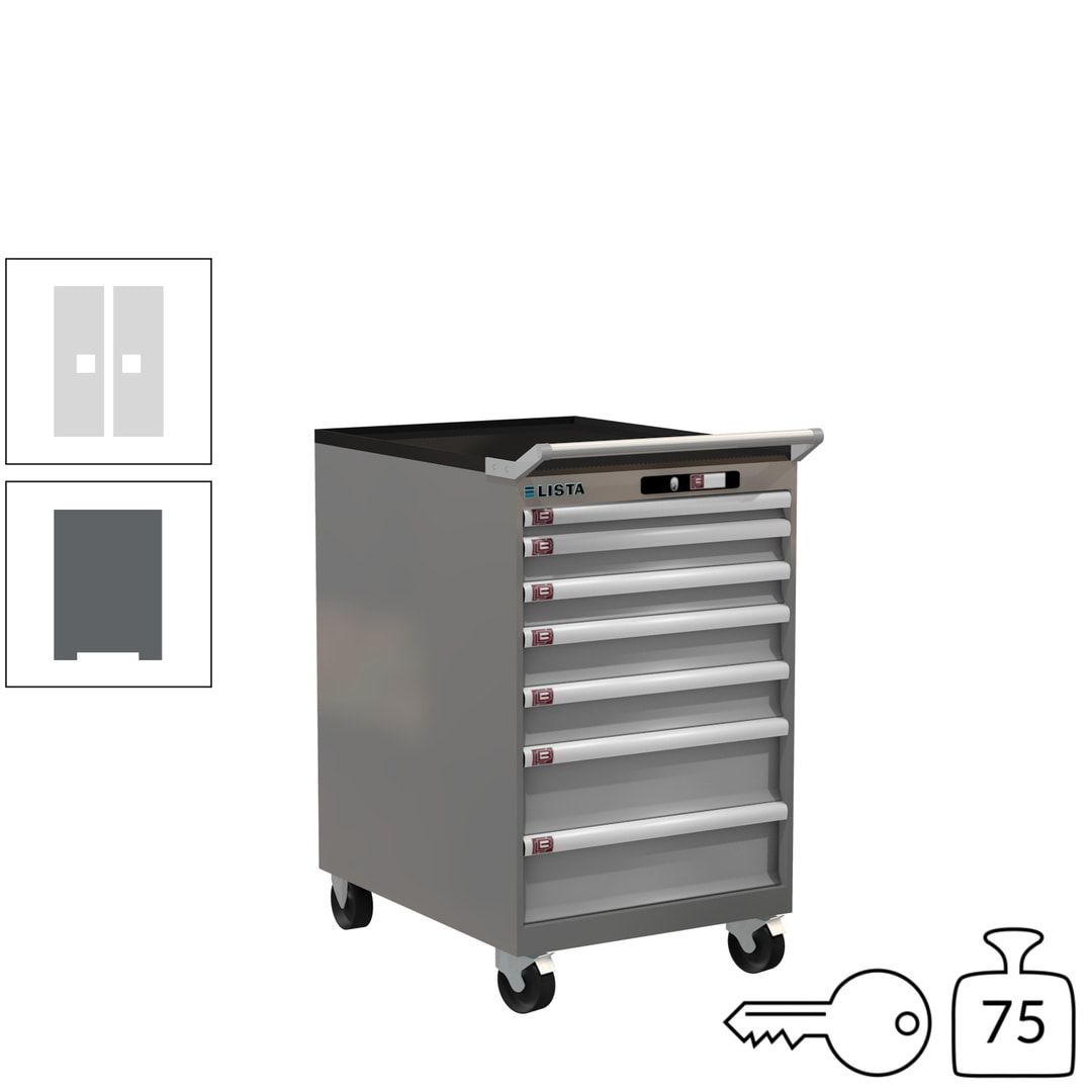 Lista Schubladenschrank - 14.372.010 - 990 x 564 x 725 mm (HxBxT) - 7 Schubladen - 75 kg - Key Lock - lichtblau (RAL 5012)