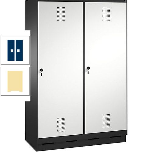 Doppel-Spind, Garderobenschrank, 2 Türen für 4 Abteile a 300 mm, Korpus anthrazitgrau, Türen anthrazitgrau, 1.800 x 1.200 x 500 mm (HxBxT)