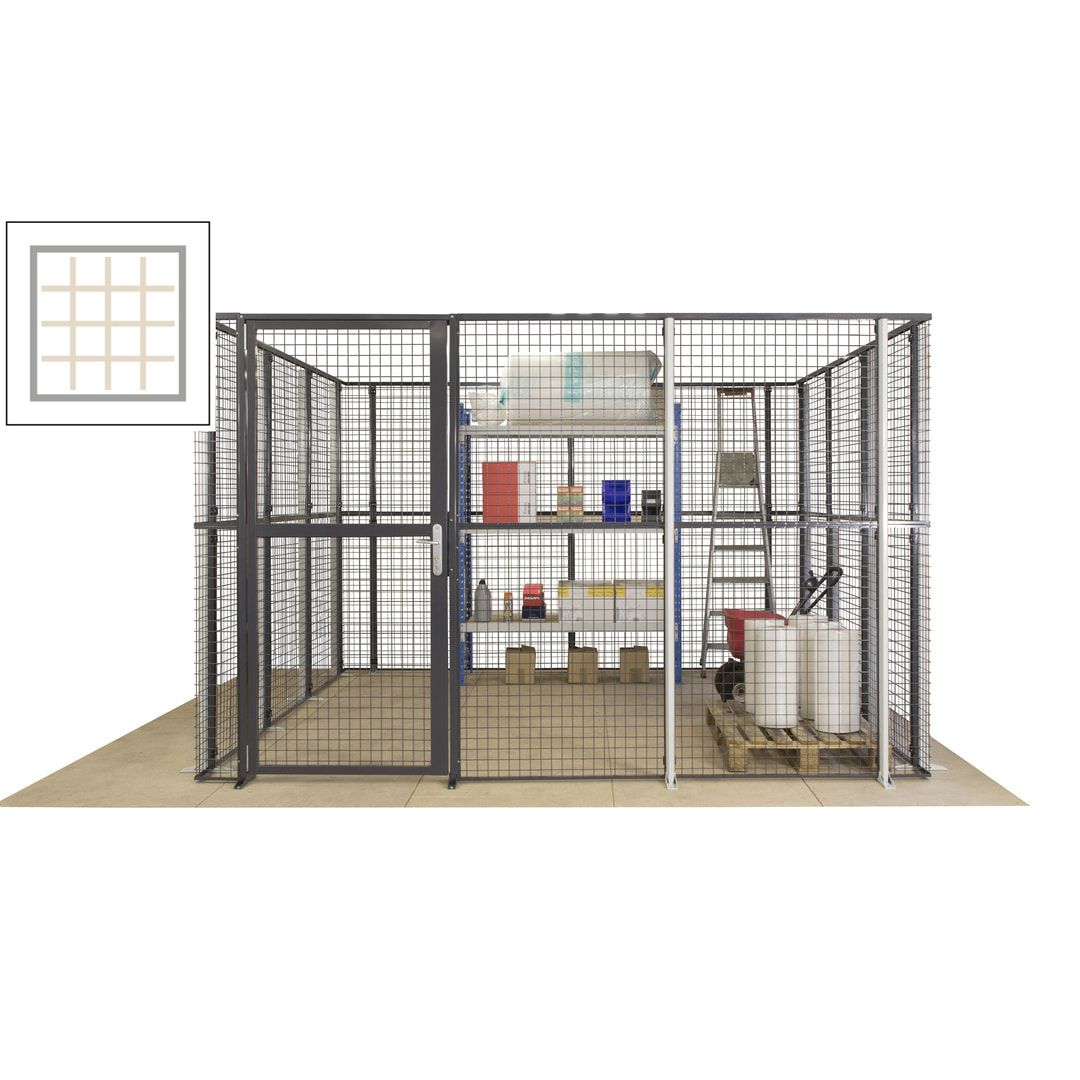 Maschinen Schutzgitter - Hallentrennwand - Sicherheitszaun - Tür - 108 m - 2.200 x 33.400 x 21.400 mm (HxBxT) - enzianblau