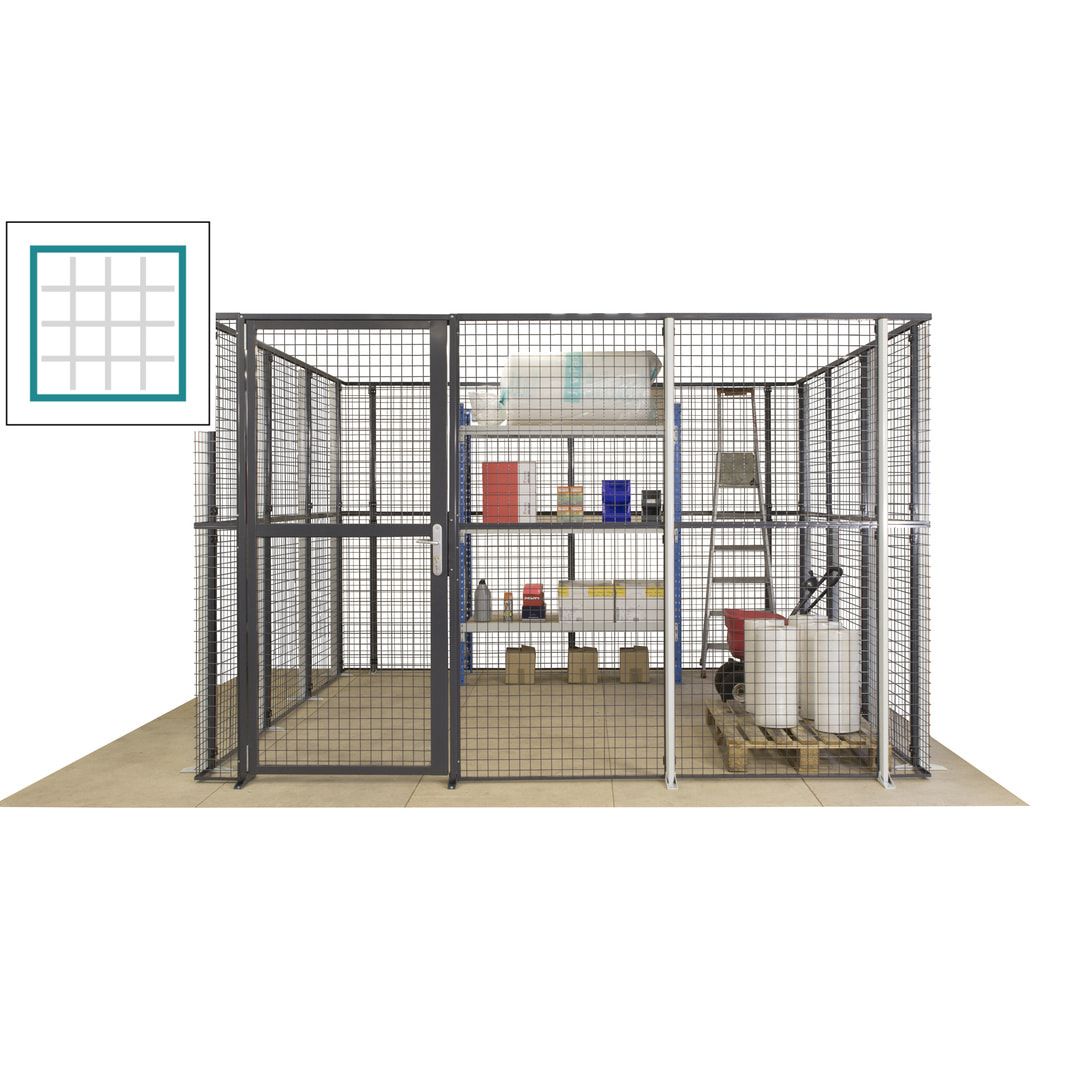 Maschinen Schutzgitter - Hallentrennwand - Sicherheitszaun - Tür - 108 m - 2.200 x 33.400 x 21.400 mm (HxBxT) - enzianblau