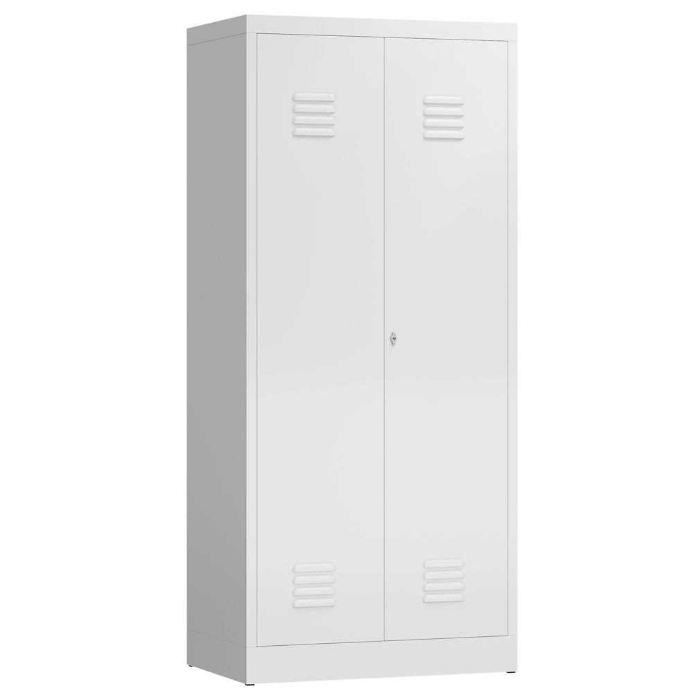 Mehrzweckschrank, Garderobenschrank, 2 Abteile, 6 Fächer, 1.800 x 800 x 500 mm (HxBxT), Drehriegel, Stahl, Korpus: lichtgrau, Front: anthrazitgrau