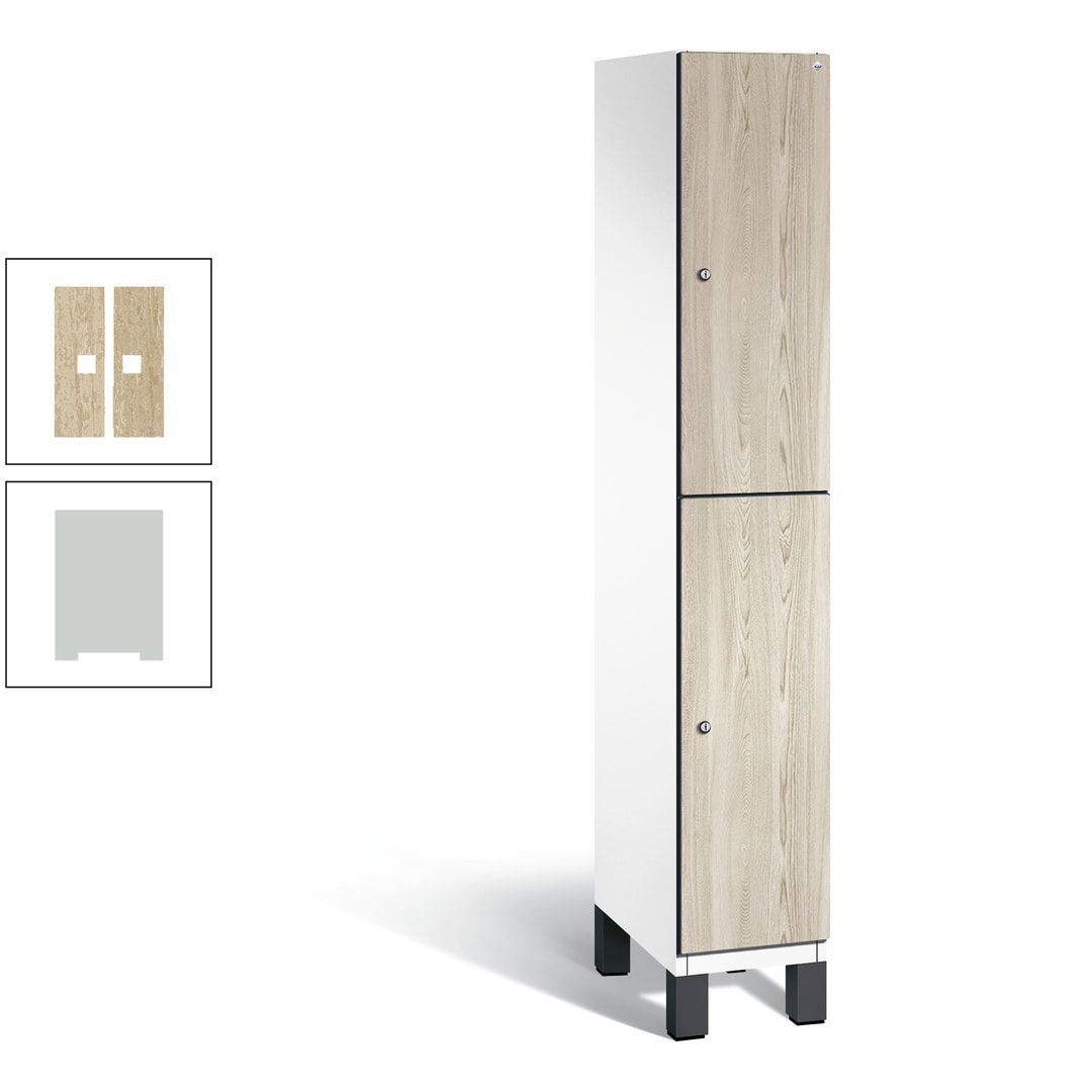 Fächerschrank, Garderobenschrank, mit Füßen, 1 Abteile, 1.980 x 300 x 525 mm (HxBxT), Korpus anthrazitgrau, Tür Donau-Ahorn
