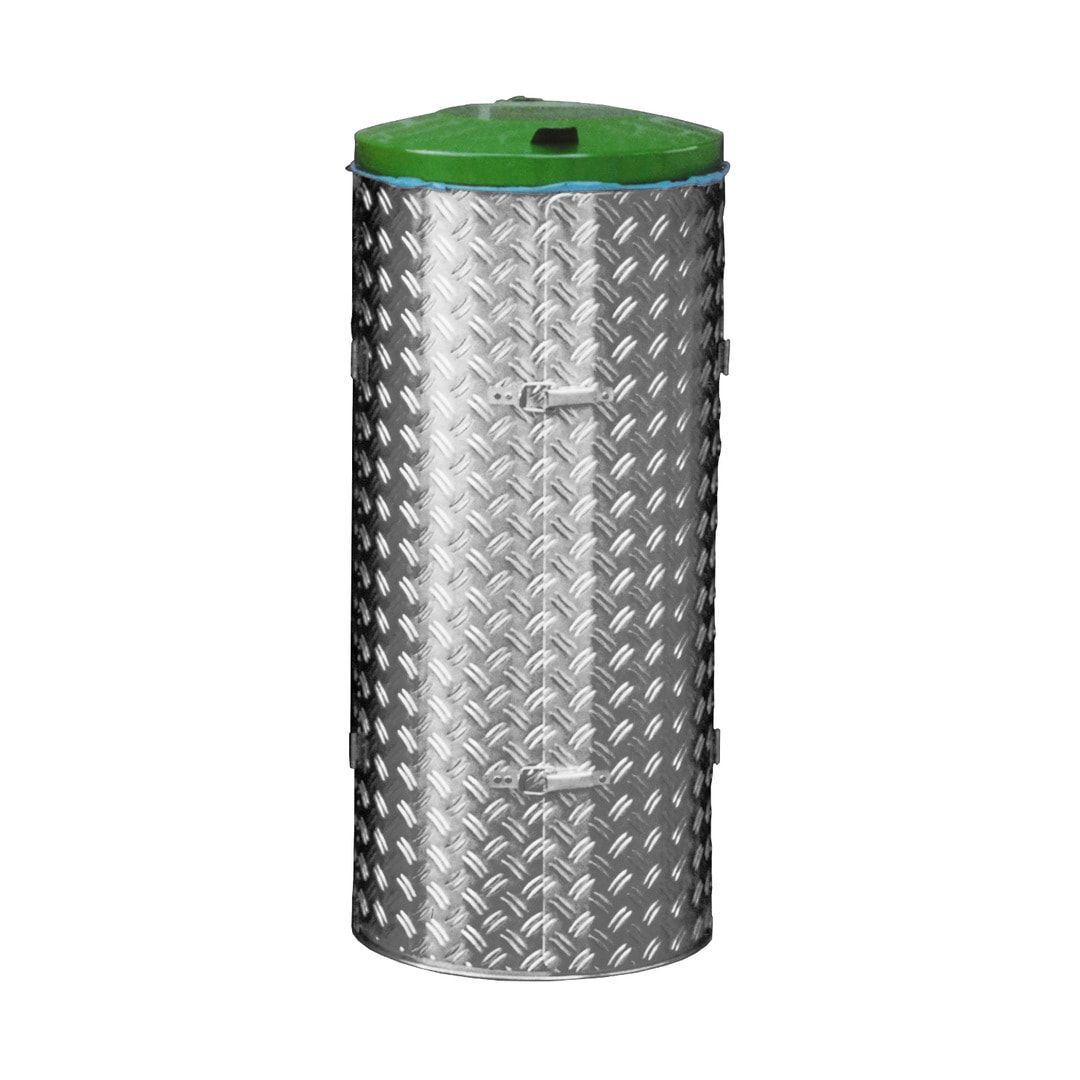 Abfallbehälter aus Edelstahl u. Alu-Duett-Blech - Inh. 120 l - Deckelfarbe blau