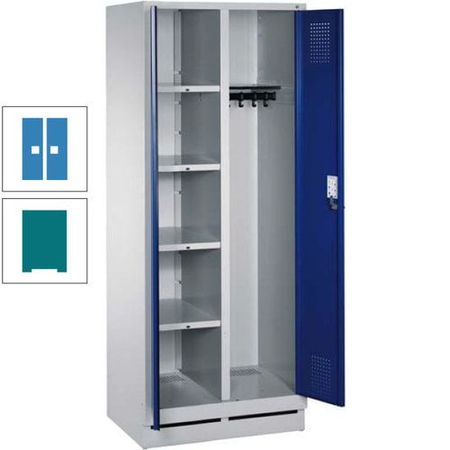 Mehrzweckschrank, Doppeltüren, Füße, 2 Abteile a 300 mm, Korpus anthrazitgrau, Tür anthrazitgrau, 1.800 x 600 x 500 mm (HxBxT)