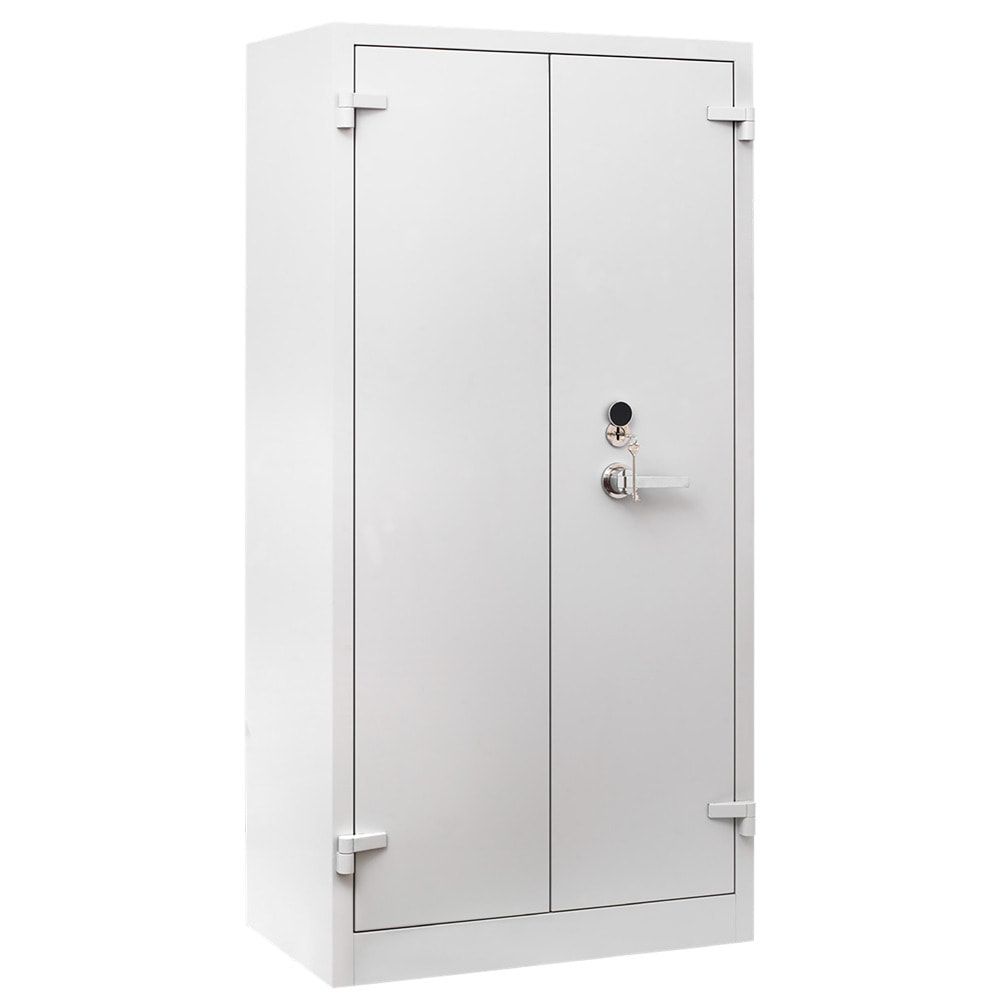 Feuergeschützter Aktenschrank, Büroschrank, diebstahlsicher, 4 Fachböden, Flügeltür, Stahl, 1.950 x 950 x 550 mm (HxBxT), Farbe: anthrazitgrau