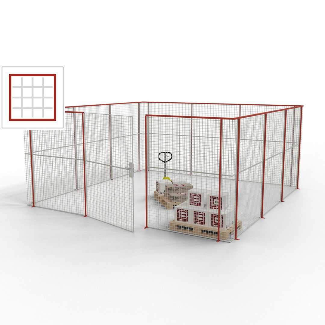 Maschinen Schutzgitter - Hallentrennwand - Sicherheitszaun - Tür - 18 m - 2.200 x 4.900 x 4.900 mm (HxBxT) - enzianblau