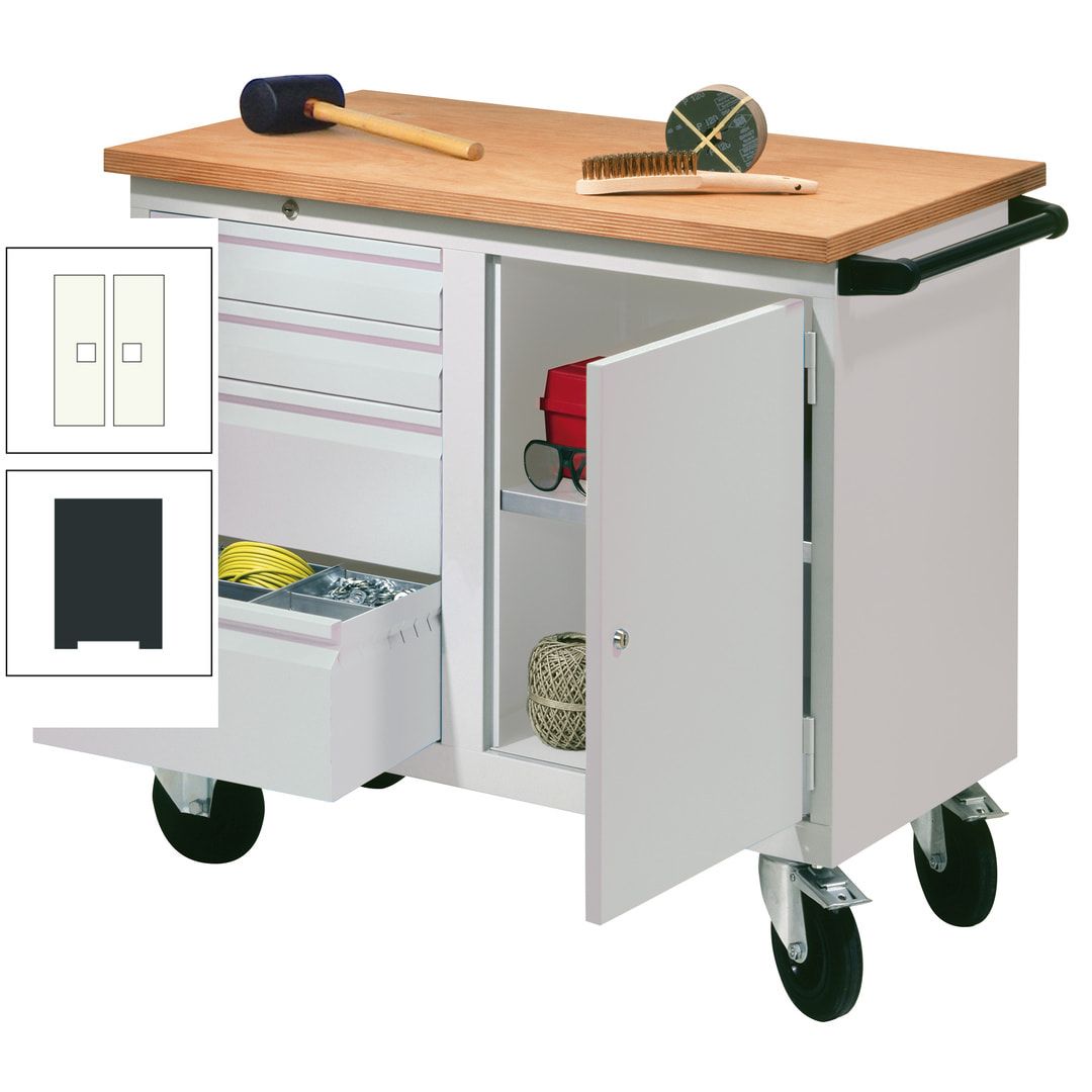 Mobile Werkbank - Werkstattwagen - 915 x 1.090 x 600 mm - 4 Schubladen und Schrankfach - anthrazitgrau